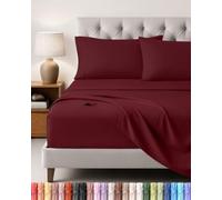 Utopia Bedding Set Lenzuola Letto 4 Pezzi, 150x200cm, Bordeaux | Lenzuolo con Angoli, Lenzuolo Piatto e 2 Federe 50x75 - Matrimoniali - Oeko-Tex Certificato - Poliestre di Microfibra