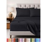 Utopia Bedding Set Lenzuola Letto 4 Pezzi, 150x200cm, Nero | Lenzuolo con Angoli, Lenzuolo Piatto e 2 Federe 50x75 - Matrimoniali - Oeko-Tex Certificato - Poliestre di Microfibra