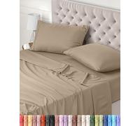 Utopia Bedding Set Lenzuola Letto 4 Pezzi, 150x200cm, Sabbia | Lenzuolo con Angoli, Lenzuolo Piatto e 2 Federe 50x75 - Matrimoniali - Oeko-Tex Certificato - Poliestre di Microfibra