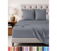 Utopia Bedding Set Lenzuola Letto 4 Pezzi, 160x200cm, Grigio | Lenzuolo con Angoli, Lenzuolo Piatto e 2 Federe 65x65 - Matrimoniali - Oeko-Tex Certificato - Poliestre di Microfibra