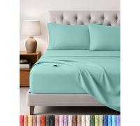 Utopia Bedding - Set Lenzuola Letto Matrimoniali 4 Pezzi 180x200 cm - Spazzolata Poliestre di Microfibra - Oeko-Tex Certificato - Lenzuolo con Angoli, Lenzuolo Piatto e 2 Federe 50x75, Blu Spa
