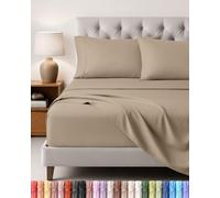 Utopia Bedding Set Lenzuola Letto 4 Pezzi, 180x200cm, Sabbia | Lenzuolo con Angoli, Lenzuolo Piatto e 2 Federe 50x75 - Matrimoniali - Oeko-Tex Certificato - Poliestre di Microfibra