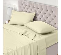 Utopia Bedding - Set Lenzuola Letto Matrimoniali 4 Pezzi 150x200 cm - Spazzolata Poliestre di Microfibra - Oeko-Tex Certificato - Lenzuolo con Angoli, Lenzuolo Piatto e 2 Federe 50x75, Avorio