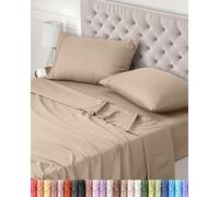 Utopia Bedding - Set Lenzuola Letto Matrimoniali 4 Pezzi 150x200 cm - Spazzolata Poliestre di Microfibra - Oeko-Tex Certificato - Lenzuolo con Angoli, Lenzuolo Piatto e 2 Federe 50x75, Beige