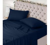 Utopia Bedding - Set Lenzuola Letto Matrimoniali 4 Pezzi 180x200 cm - Spazzolata Poliestre di Microfibra - Oeko-Tex Certificato - Lenzuolo con Angoli, Lenzuolo Piatto e 2 Federe 50x75, Blu Navy