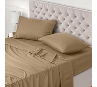 Utopia Bedding - Set Lenzuola Letto Matrimoniali 4 Pezzi 180x200 cm - Spazzolata Poliestre di Microfibra - Oeko-Tex Certificato - Lenzuolo con Angoli, Lenzuolo Piatto e 2 Federe 50x75, Sabbia