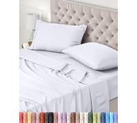 Utopia Bedding - Set Lenzuola Letto Matrimoniali 4 Pezzi 180x200 cm - Spazzolata Poliestre di Microfibra - Oeko-Tex Certificato - Lenzuolo con Angoli, Lenzuolo Piatto e 2 Federe 50x75, Bianco