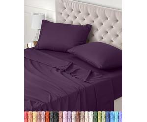 Utopia Bedding - Set Lenzuola Letto Matrimoniali 4 Pezzi 180x200 cm - Spazzolata Poliestre di Microfibra - Oeko-Tex Certificato - Lenzuolo con Angoli, Lenzuolo Piatto e 2 Federe 50x75, Porpora