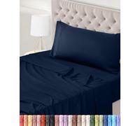 Utopia Bedding - Set Lenzuola Letto Singolo 3 Pezzi 90x190 cm - Spazzolata Poliestre di Microfibra - Oeko-Tex Certificato - Lenzuolo con Angoli, Lenzuolo Piatto e 1 Federa 50x75, Blu Navy