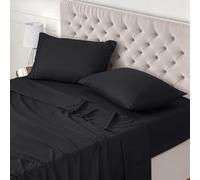 Utopia Bedding - Set Lenzuola Letto Una Piazza e Mezza 4 Pezzi 120x190 cm - Spazzolata Poliestre di Microfibra - Oeko-Tex Certificato - Lenzuolo con Angoli, Lenzuolo Piatto e 2 Federe 50x75, Nero