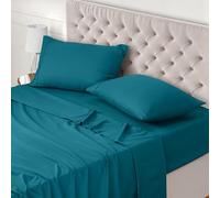 Utopia Bedding - Set Lenzuola Letto Una Piazza e Mezza 4 Pezzi 135x190 cm - Poliestre di Microfibra - Oeko-Tex Certificato - Lenzuolo con Angoli, Lenzuolo Piatto e 2 Federe 50x75, Blu Denim