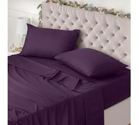 Utopia Bedding - Set Lenzuola Letto Una Piazza e Mezza 4 Pezzi 135x190 cm - Spazzolata Poliestre di Microfibra - Oeko-Tex Certificato - Lenzuolo con Angoli, Lenzuolo Piatto e 2 Federe 50x75, Porpora