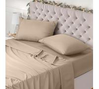Utopia Bedding - Set Lenzuola Letto Una Piazza e Mezza 4 Pezzi 135x190 cm - Spazzolata Poliestre di Microfibra - Oeko-Tex Certificato - Lenzuolo con Angoli, Lenzuolo Piatto e 2 Federe 50x75, Beige