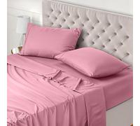 Utopia Bedding - Set Lenzuola Letto Una Piazza e Mezza 4 Pezzi 135x190 cm - Spazzolata Poliestre di Microfibra - Oeko-Tex Certificato - Lenzuolo con Angoli, Lenzuolo Piatto e 2 Federe 50x75, Rosa