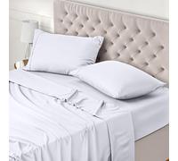 Utopia Bedding - Set Lenzuola Letto Una Piazza e Mezza 4 Pezzi 135x190 cm - Spazzolata Poliestre di Microfibra - Oeko-Tex Certificato - Lenzuolo con Angoli, Lenzuolo Piatto e 2 Federe 50x75, Bianco