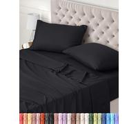 Utopia Bedding - Set Lenzuola Letto Una Piazza e Mezza 4 Pezzi 135x190 cm - Spazzolata Poliestre di Microfibra - Oeko-Tex Certificato - Lenzuolo con Angoli, Lenzuolo Piatto e 2 Federe 50x75, Nero