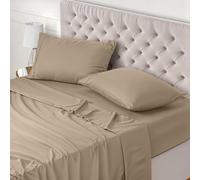 Utopia Bedding - Set Lenzuola Letto Una Piazza e Mezza 4 Pezzi 135x190 cm - Spazzolata Poliestre di Microfibra - Oeko-Tex Certificato - Lenzuolo con Angoli, Lenzuolo Piatto e 2 Federe 50x75, Sabbia
