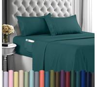 Utopia Bedding Set Lenzuola Ricamate - Microfibra Di Poliestere - Lenzuolo Con Angoli Con Tasche Portaoggetti, Lenzuolo Piatto e Federe Ricamate