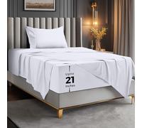 Utopia Bedding Set Lenzuola Ricamate - Microfibra Di Poliestere - Lenzuolo Con Angoli Con Tasche Portaoggetti, Lenzuolo Piatto e Federe Ricamate