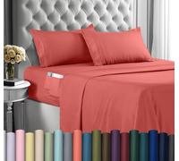 Utopia Bedding Set Lenzuola Ricamate - Microfibra Di Poliestere - Lenzuolo Con Angoli Con Tasche Portaoggetti, Lenzuolo Piatto e Federe Ricamate