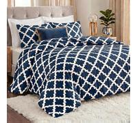 Utopia Bedding Set piumino Queen, poliestere, quadrifoglio blu navy