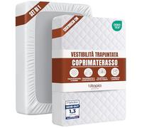 Utopia Bedding Trapuntato Coprimaterasso - Topper Elastico Aderente, Gonna Extra Profonda con Motivo a Diamante (Bianco, 135 x 190 + 38 cm)