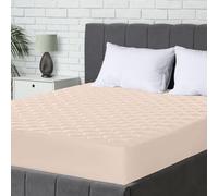 Utopia Bedding Trapuntato Coprimaterasso - Topper Elastico Aderente, Gonna Extra Profonda fino a 30 CM con Motivo a Diamante (140x200 cm, Beige)