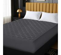 Utopia Bedding Trapuntato Coprimaterasso - Topper Elastico Aderente, Gonna Extra Profonda fino a 38 CM con Motivo a Diamante (180x200 cm, Grigio)