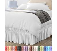 Utopia Bedding Twin Elastic Bed Ruffle - Easy Wrap Around Ruffle - Microfiber Bed Skirt with Adjustable Elastic Belt 16 Inch Tailored Drop - Hotel Quality Bedskirt, Fade Resistant (Twin, White)