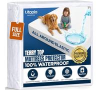 Utopia Bedding Waterproof Mattress Protector Full Size, Premium Terry Mattress Cover 200 GSM, Breathable, Fitted Style with Stretchable Pockets (White)