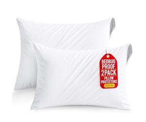 Utopia Bedding Waterproof Pillow Protectors Zippered King Size (2 Pack, White), Zippered Pillowcases, Bed Bug Proof Pillow Encasement Covers 20 x 38 Inches