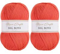 Utopia Crafts Big Boss 400g Knitting & Crochet Yarn 1200m (Coral Red) (Confezione da 2)