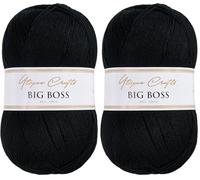 Utopia Crafts Big Boss 400g Knitting & Crochet Yarn 1200m (Deep Black) (Confezione da 2)