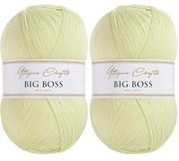 Utopia Crafts Big Boss 400g Knitting & Crochet Yarn 1200m (Pale Lemon Yellow) (Confezione da 2)