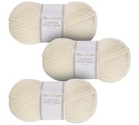 Utopia Crafts Country Wool Blend Aran - Filato per lavoro a maglia e uncinetto, 3 confezioni da 100 g (crema avorio)