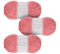 Utopia Crafts Country Wool Blend Aran - Filato per lavoro a maglia e uncinetto, 3 confezioni da 100 g (rosa corallo)