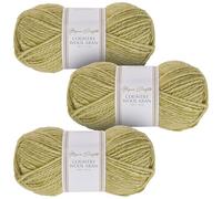 Utopia Crafts Country Wool Blend Aran - Filato per lavoro a maglia e uncinetto, 3 confezioni da 100 g (verde oliva)