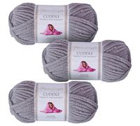 Utopia Crafts Cuddle - Filato morbido in ciniglia super grosso, per lavorare a maglia e uncinetto, 3 confezioni da 100 g (grigio morbido)