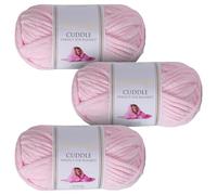 Utopia Crafts Cuddle - Filato morbido in ciniglia super grosso, per lavorare a maglia e uncinetto, 3 confezioni da 100 g (rosa chiaro)