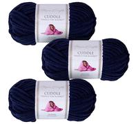 Utopia Crafts Cuddle - Filato morbido in ciniglia super grosso, per lavorare a maglia e uncinetto, 3 confezioni da 100 g (blu notte)