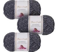 Utopia Crafts Cuddle - Filato morbido in ciniglia super grosso, per lavorare a maglia e uncinetto, 3 confezioni da 100 g (grigio scuro)