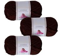 Utopia Crafts Cuddle - Filato morbido in ciniglia super grosso, per lavorare a maglia e uncinetto, 3 confezioni da 100 g (marrone)