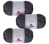 Utopia Crafts Cuddle - Filato morbido in ciniglia super grosso, per lavorare a maglia e uncinetto, 3 confezioni da 100 g (grigio acciaio)