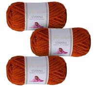 Utopia Crafts Cuddle - Filato morbido in ciniglia super grosso, per lavorare a maglia e uncinetto, 3 confezioni da 100 g (caramello)