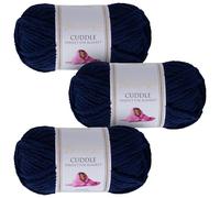 Utopia Crafts Cuddle - Filato morbido in ciniglia super grosso, per lavorare a maglia e uncinetto, 3 confezioni da 100 g (blu navy)