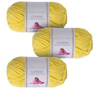 Utopia Crafts Cuddle - Filato morbido in ciniglia super grosso, per lavorare a maglia e uncinetto, 3 confezioni da 100 g (limone)