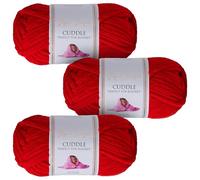 Utopia Crafts Cuddle - Filato morbido in ciniglia super grosso, per lavorare a maglia e uncinetto, 3 confezioni da 100 g (rosso)