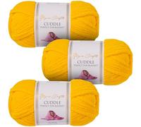 Utopia Crafts Cuddle - Filato morbido in ciniglia super grosso, per lavorare a maglia e uncinetto, 3 confezioni da 100 g (goccia dorata)
