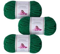 Utopia Crafts Cuddle - Filato morbido in ciniglia super grosso, per lavorare a maglia e uncinetto, 3 confezioni da 100 g (sempreverde)