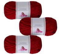 Utopia Crafts Cuddle - Filato morbido in ciniglia super grosso, per lavorare a maglia e uncinetto, 3 confezioni da 100 g (vinaccia)